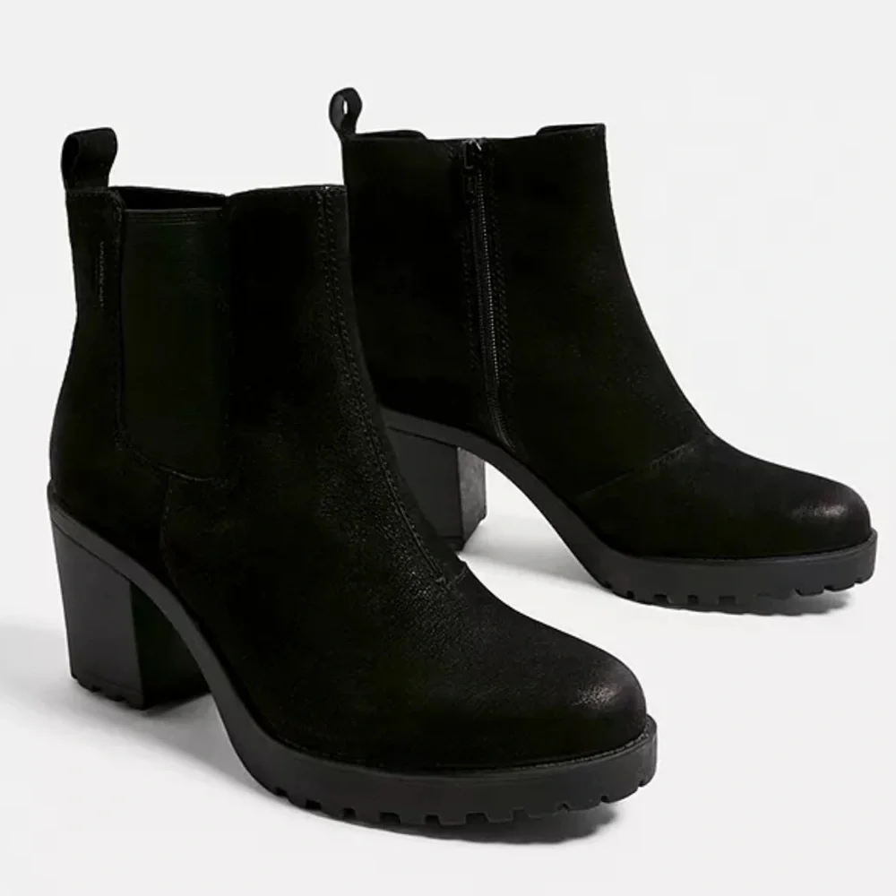 Vagabond Shoemakers Grace‎ Nubuck Chunky Chelsea Ankle Boots Black Sz 39 Minimal